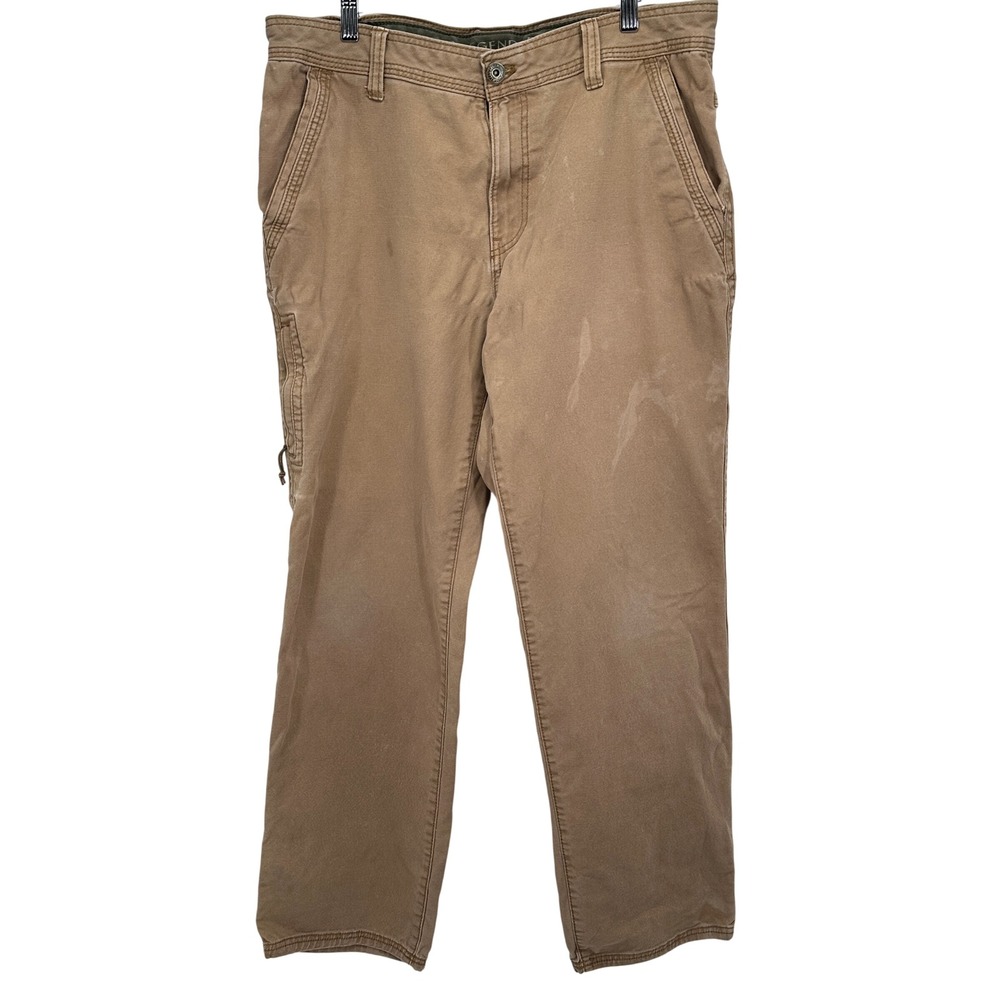 Legendary Outfitters Mens Canvas Utility Pants 34x32 Tan Brown Workwear Trousers